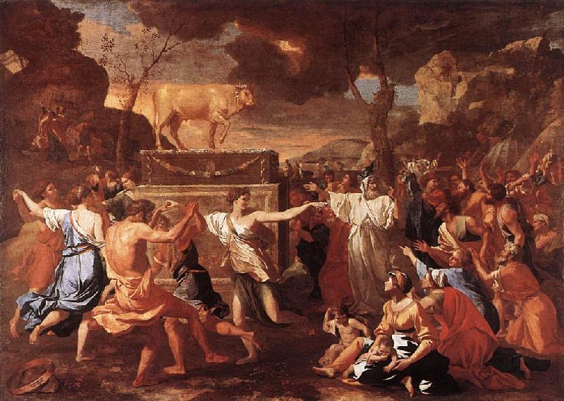 POUSSIN, Nicolas The Adoration of the Golden Calf g Sweden oil painting art